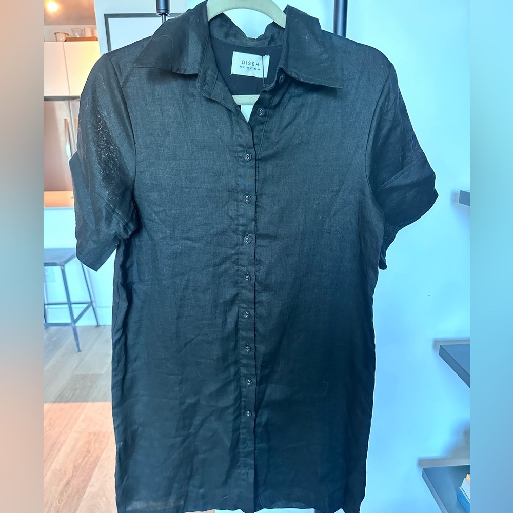 DISSH black linen dress